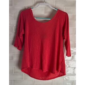 Bobeau Orange Knit Top with X Cross Back 3/4 Length Size L Petite